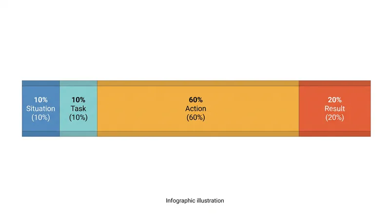 Candidates should dedicate at least half of their response time to detailing their specific actions.