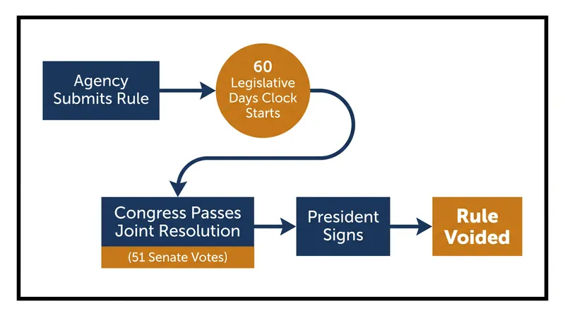 The standard path of a CRA resolution from agency submission to presidential signature.