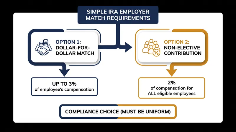 SIMPLE IRAs require employers to make mandatory contributions to eligible employee accounts, either through a match or a flat percentage.