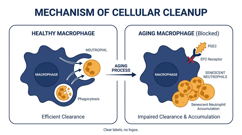 How the EP2 receptor blocks macrophages from clearing expired neutrophils.