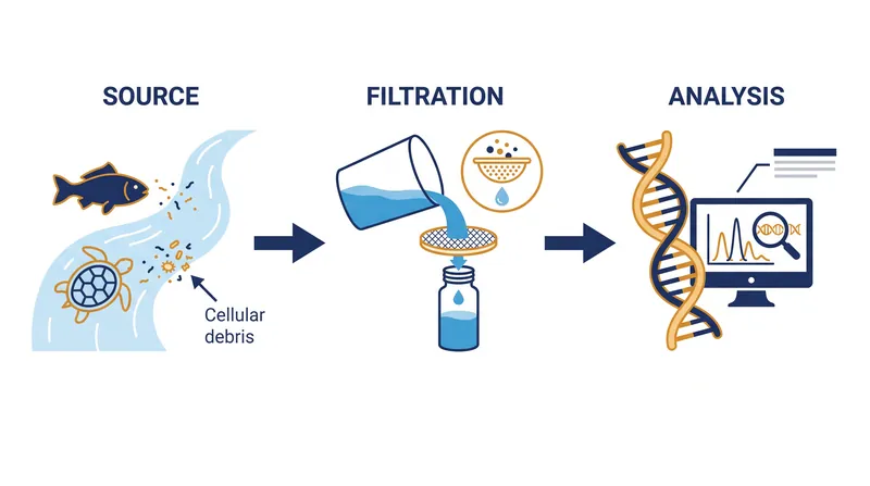 Organisms constantly shed genetic material into their environment, which can be filtered and sequenced to confirm their presence.