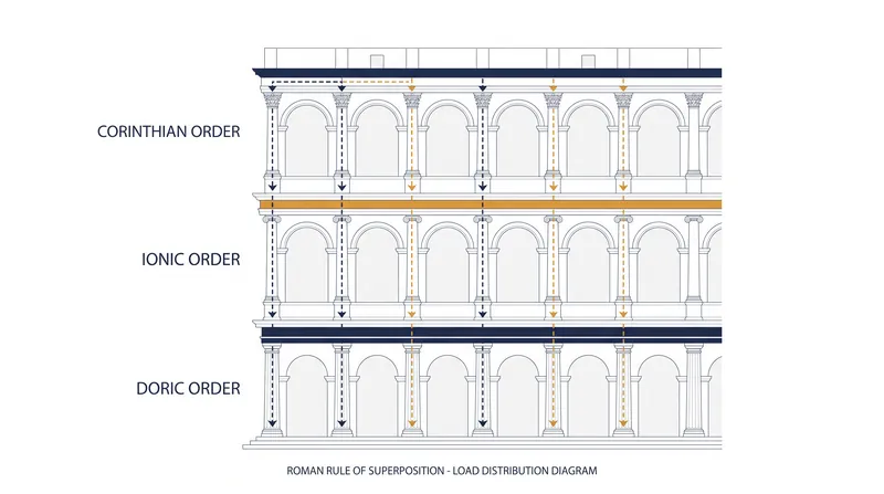 Renaissance architects codified the Roman practice of superposition, placing the heaviest orders at the base of a building.