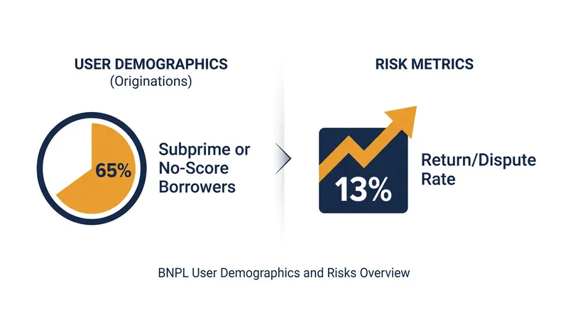 A significant portion of BNPL originations come from financially vulnerable consumers.