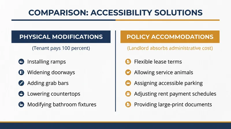 How the Fair Housing Act divides the financial responsibility for accessibility.