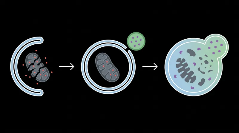 The molecular sequence of autophagy, from vesicle formation to lysosomal degradation.