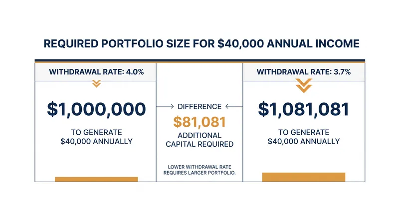The capital accumulation impact of lowering the safe withdrawal rate from 4% to 3.7%.