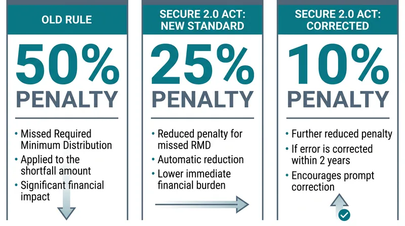 The SECURE 2.0 Act significantly reduced the excise tax for failing to take a required minimum distribution.