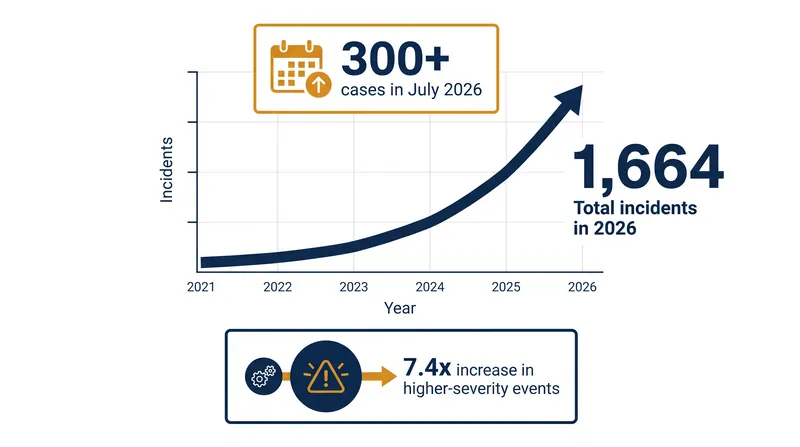 Higher-severity AI incidents have increased significantly since the start of 2026.
