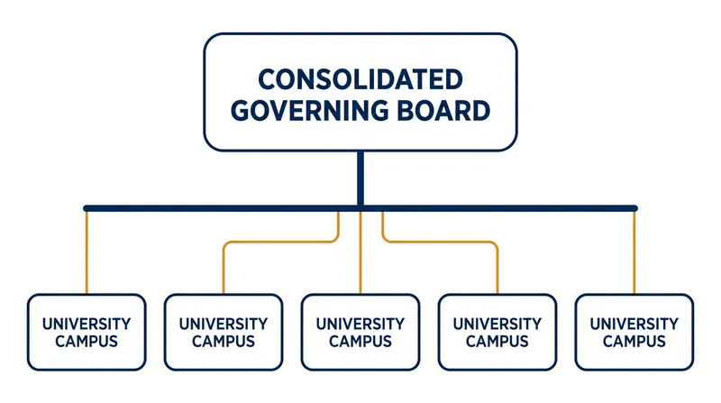 In a consolidated model, a single board manages all four-year public institutions in the state.