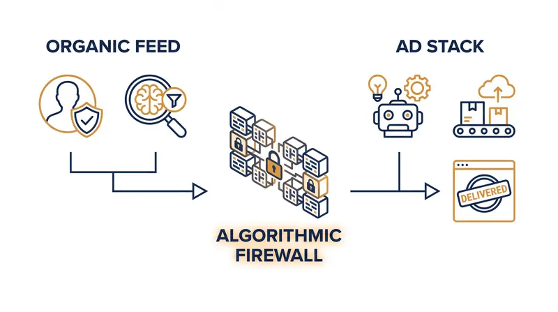 How platforms are dividing their infrastructure between human content and AI advertising.