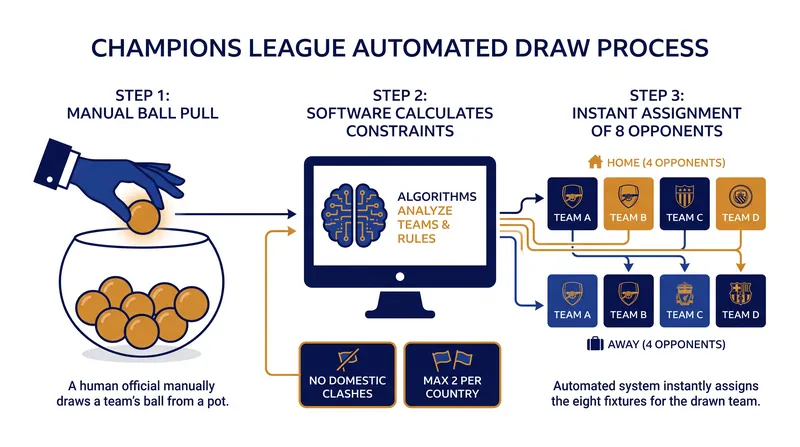 How the hybrid draw system combines a physical ball pull with algorithmic opponent selection.