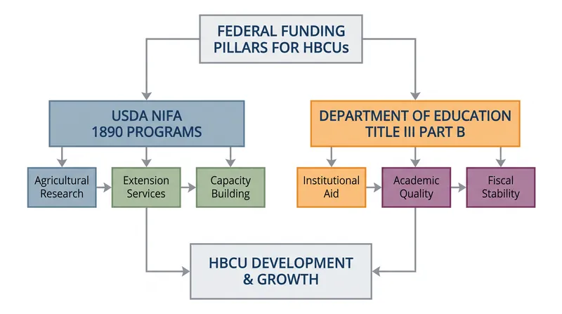 The Department of Education and the USDA manage the two primary federal funding pipelines for HBCUs.