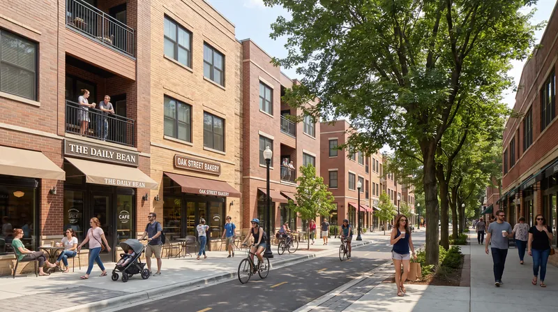 Form-based codes allow for mixed-use, walkable neighborhoods by regulating building scale rather than strictly separating uses.
