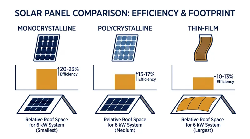 Monocrystalline panels require significantly less physical space to generate the same power output.