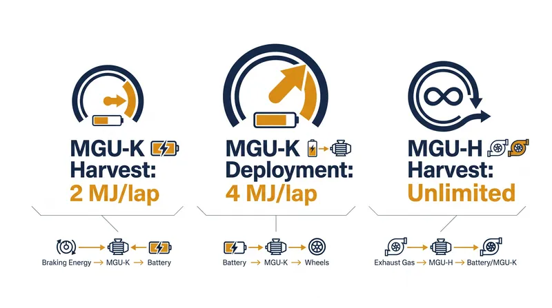 The mathematical deficit of the MGU-K is balanced by the unlimited harvesting capacity of the MGU-H.