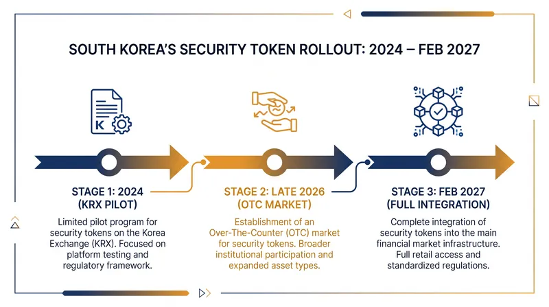 The FSC's three-stage roadmap targets full legal integration of security tokens by early 2027.