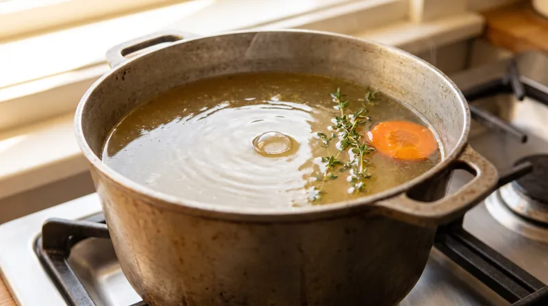 A bare simmer, characterized by occasional, gentle bubbles, indicates the pot is in the ideal 180°F to 205°F range.