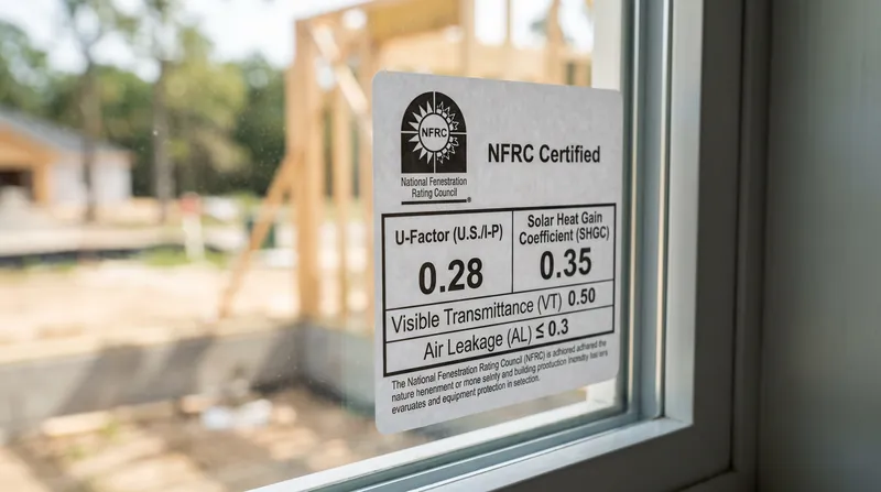 The NFRC label provides standardized U-factor and SHGC ratings for all certified windows.