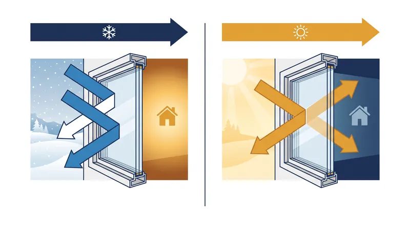 U-factor measures ambient heat transfer, while SHGC measures radiant solar energy.