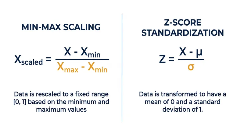 The fundamental difference lies in the denominator: absolute range versus standard deviation.