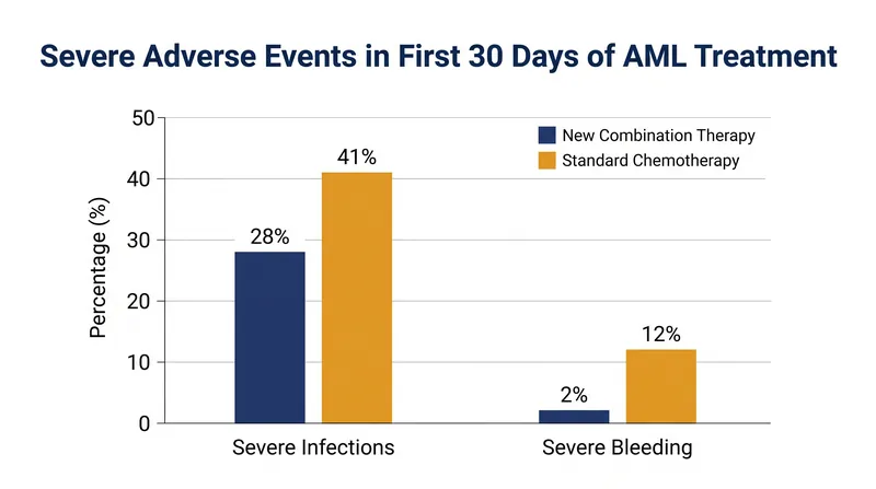 The less-intensive drug combination significantly reduced the rates of severe infections and bleeding events.