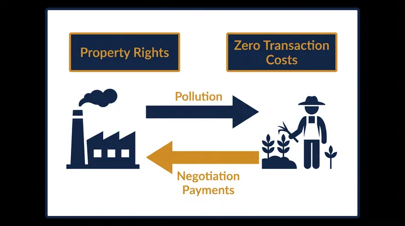 When transaction costs are zero, private parties can negotiate a financially optimal solution to pollution without state intervention.