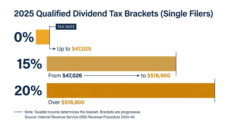 The 2025 federal tax brackets for qualified dividends bypass the standard ordinary income system.
