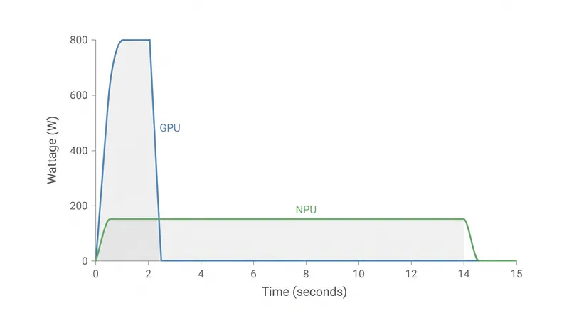 Total energy consumption per token generated: NPU vs. GPU.