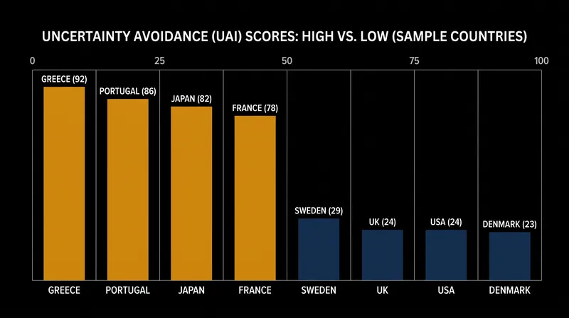 Uncertainty Avoidance measures a society's tolerance for ambiguity, not its appetite for risk.