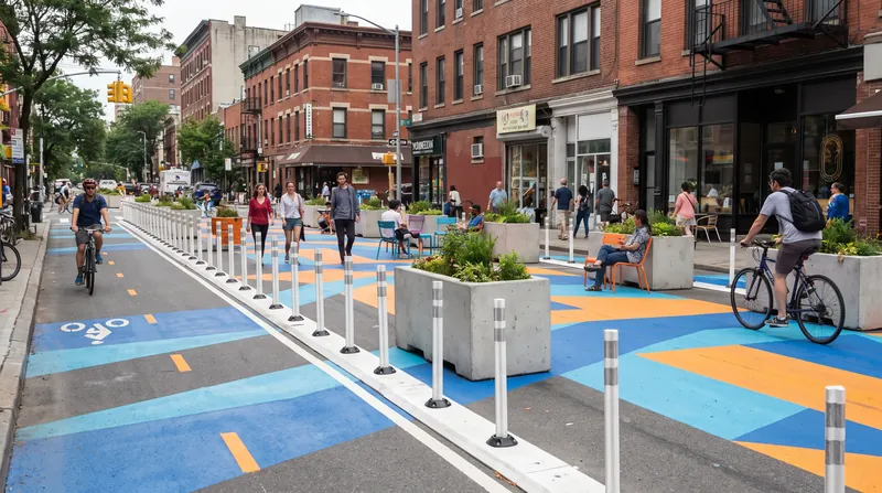 Cities increasingly use interim materials to test road diets before committing to permanent concrete infrastructure.