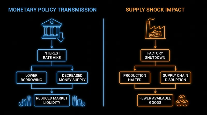 Central banks can control the money supply, but they cannot print physical goods or clear supply chains.