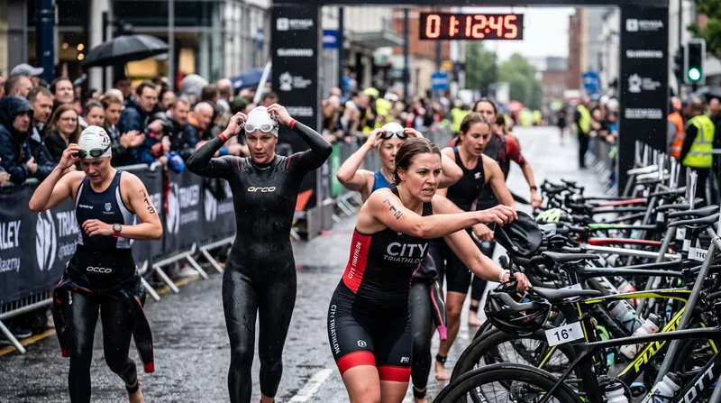The brutal Supertri format features three continuous rounds of swimming, biking, and running.