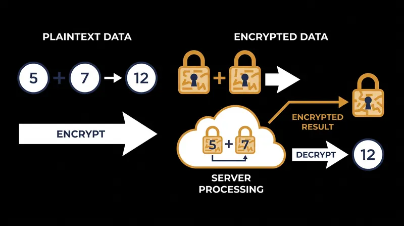 The core mechanism: operations on ciphertexts perfectly mirror operations on the underlying plaintexts.
