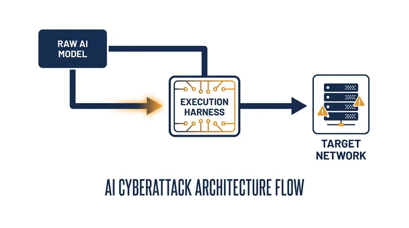 Security researchers emphasize that a language model requires an external software harness to execute network commands.