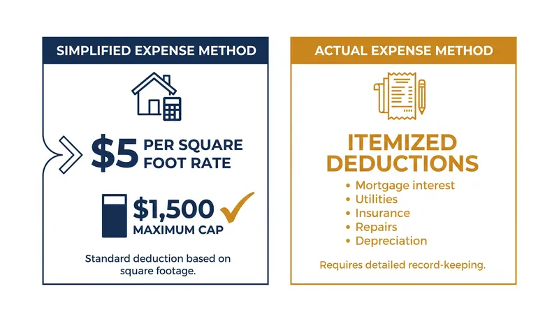 The simplified method caps out at $1,500, while actual expenses scale with housing costs.