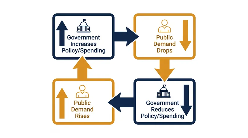The structural cycle of thermostatic public opinion and policy response.