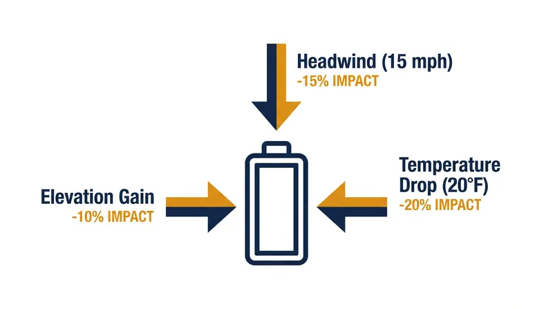 Topography and weather can reduce an electric vehicle's highway range by more than 20 percent if not accounted for.