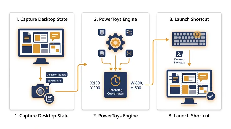 How the Workspaces utility captures and restores application coordinates.