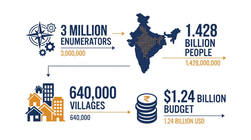 The logistical scale of the 2026-2027 Census of India.
