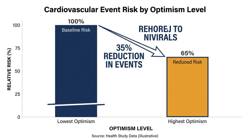 High levels of optimism are associated with a significantly lower risk of cardiovascular events.