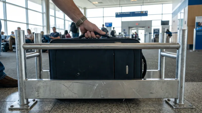 The metal sizer box remains the final arbiter of carry-on compliance at the gate.