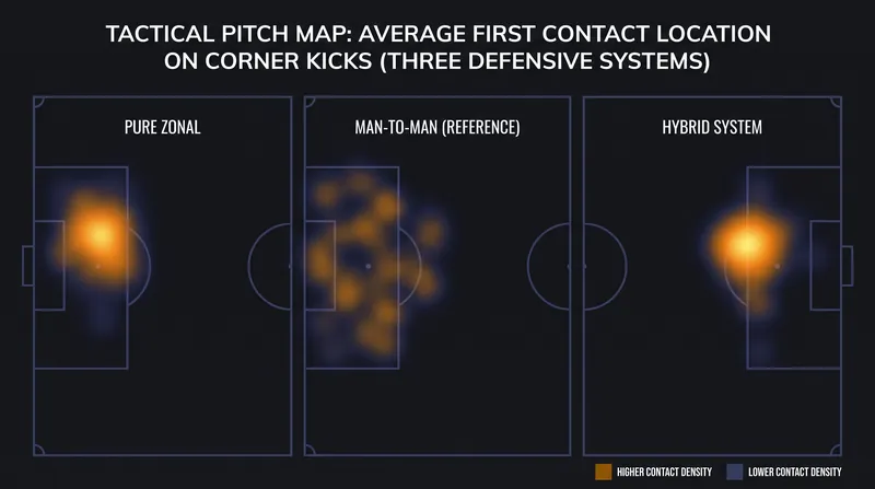 Hybrid marking pushes the average location of the first offensive contact further away from the six-yard box.