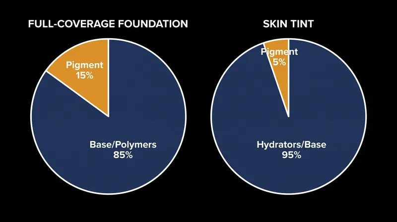 Skin tints trade pigment load for humectants and emollients.