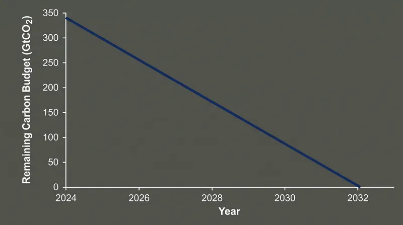 At the current emission rate of 40.9 GtCO2 per year, the remaining budget for 1.5°C will be exhausted in 2032.