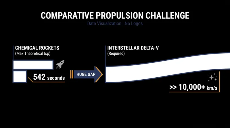 The gap between chemical exhaust velocity and interstellar requirements.