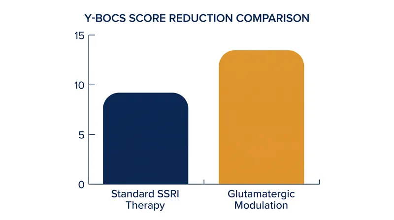 Clinical trials indicate that modulating glutamate can lead to significant reductions in Y-BOCS scores for treatment-resistant patients.