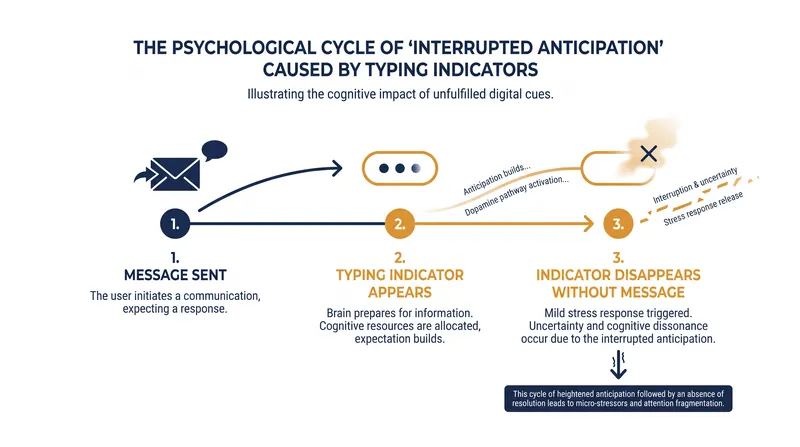 The cycle of anticipation and disappointment triggered by typing indicators contributes to digital fatigue.