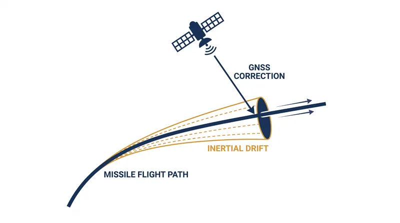 Satellite navigation systems provide continuous updates that reset the inherent mechanical drift of inertial sensors.