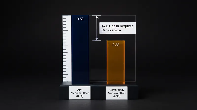 Applying universal effect size benchmarks to specialized fields systematically underestimates the required sample size.