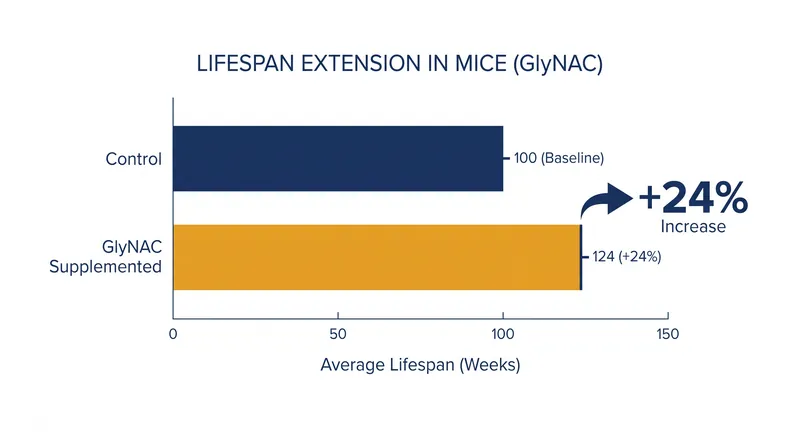 Aged mice supplemented with GlyNAC lived 24% longer than control groups.
